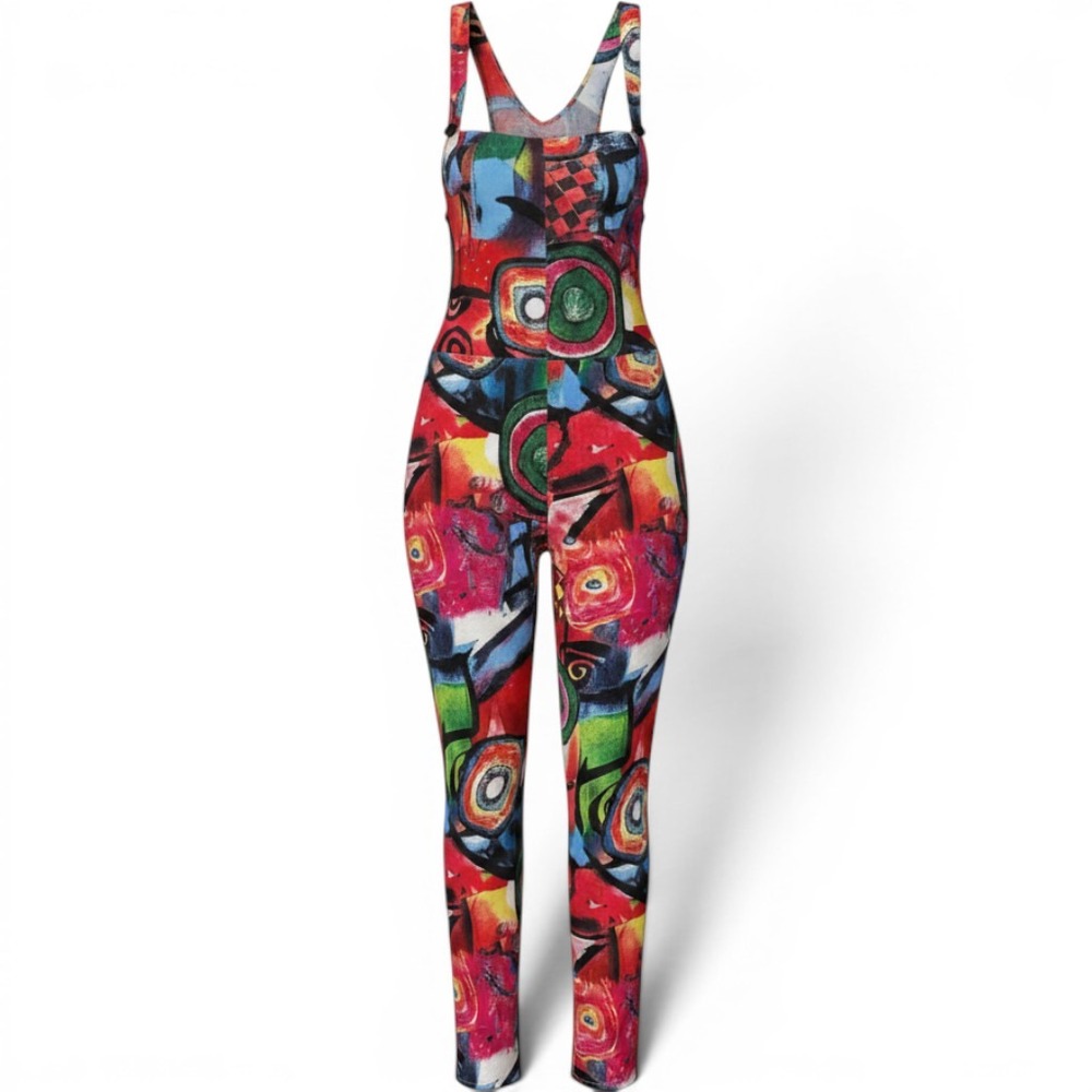 Emery Rose One Piece Jumpsuit Womens 5XL Plus Multicolor Abstract Graphic Casual
